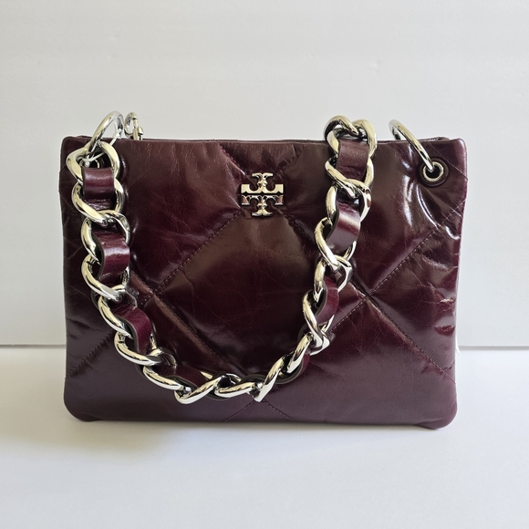 Tory Burch Handbags - Tory Burch Small Kira Diamond Quilt Distressed Leather Crossbody Bag DarkCarmine
